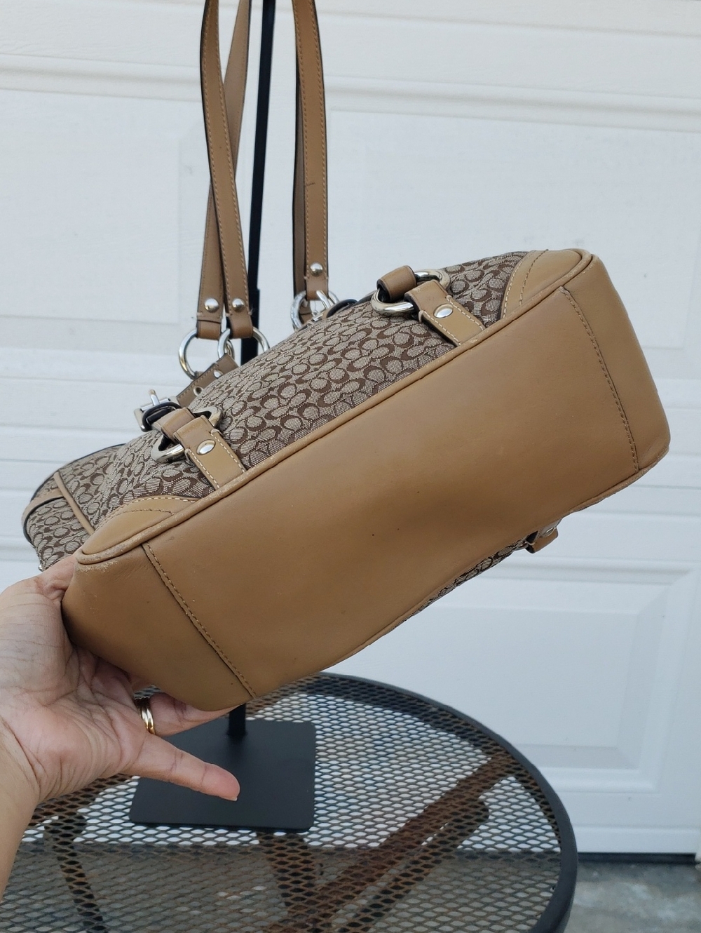 Coach Micro CC Jacquard Canvas Leather Gallery Tote Bag Monogram Y2K Classic - Picture 5 of 17
